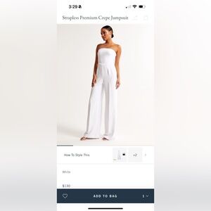 Abercrombie & Fitch White Strapless Crepe Jumpsuit